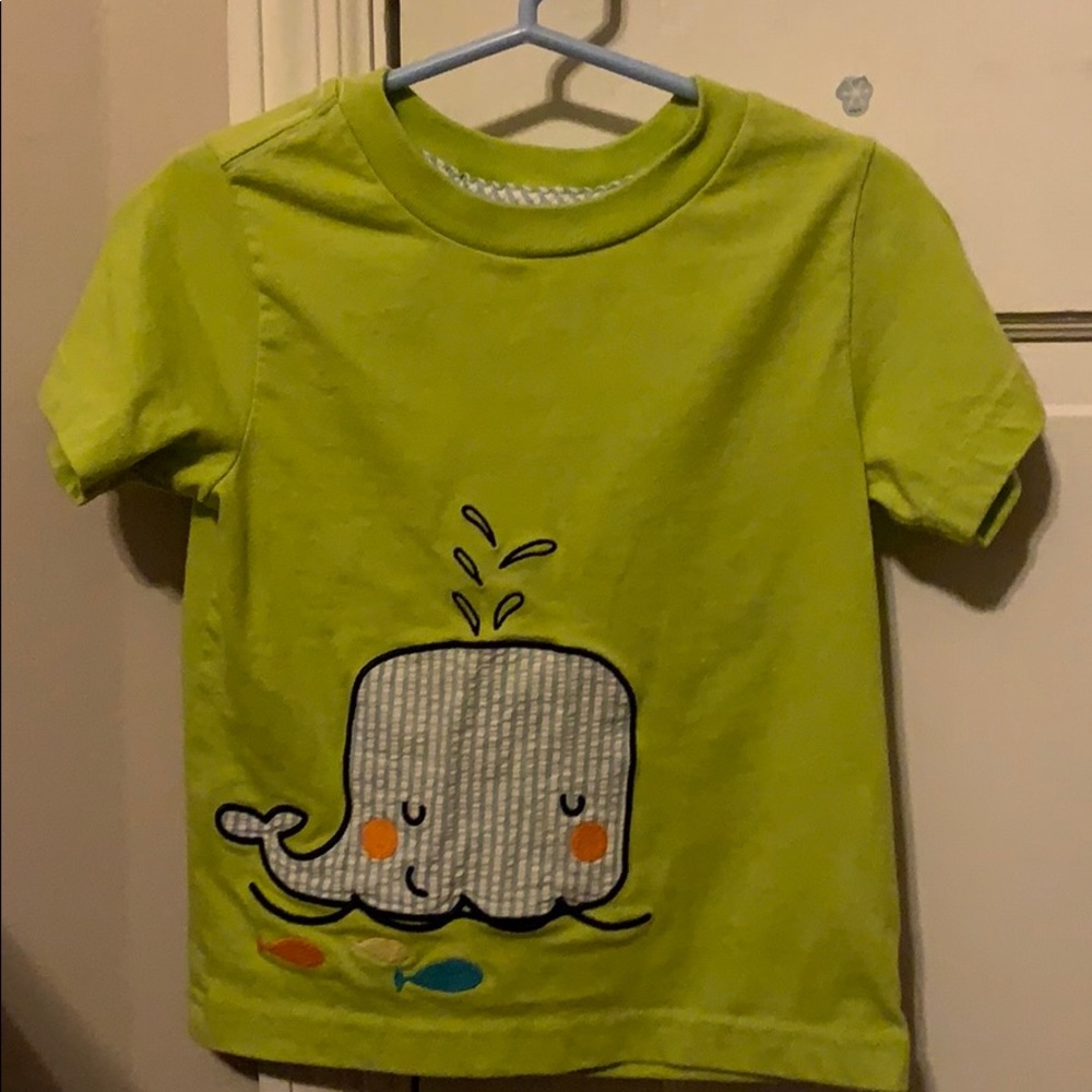 Lime green whale appliqué 24m
